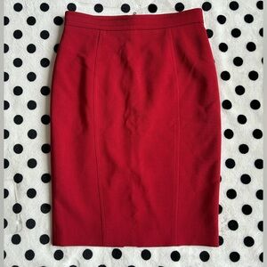 Judith & Charles Classic Red Wool-blend Pencil Skirt—Made in Canada